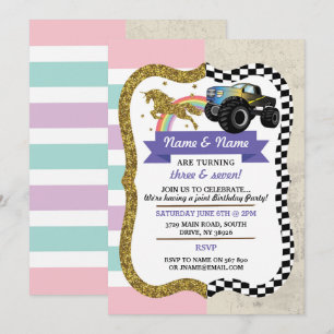 Invitación de cumpleaños a un niño Chica de unicor