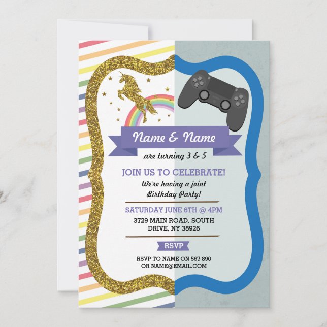 Invitación de cumpleaños a un niño en conjunto de  (Anverso)