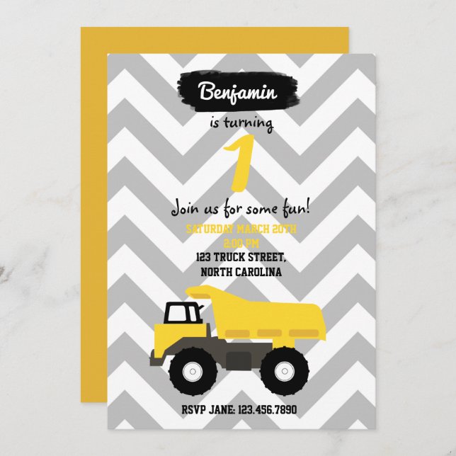 Invitación de cumpleaños a un niño o Chica para un (Anverso / Reverso)