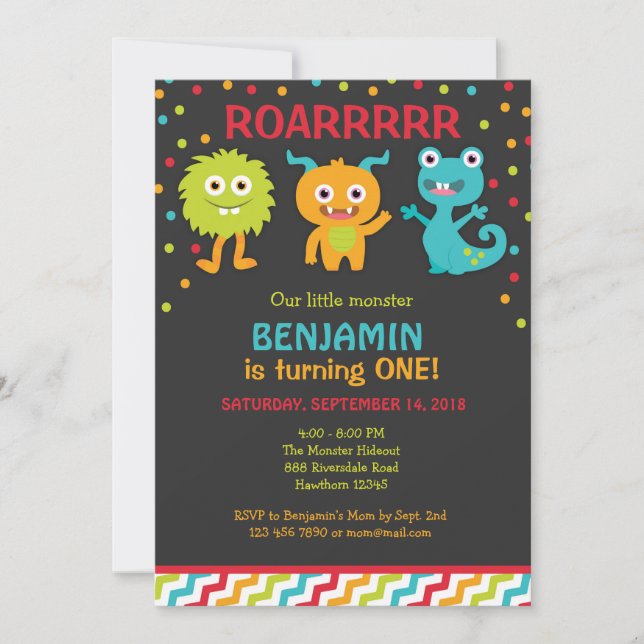Invitación de cumpleaños a un pequeño monstruo, in (Anverso)