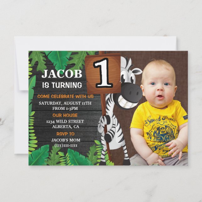 Invitación de cumpleaños a un Personalizado Safari (Anverso)