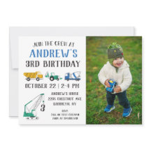 Invitación de cumpleaños a un sitio de construcció