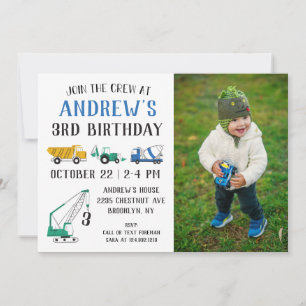 Invitación de cumpleaños a un sitio de construcció