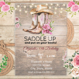 Invitación de cumpleaños a una niña de vaca rústic