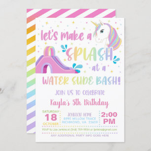 Invitación de cumpleaños a Unicorn Water Slide