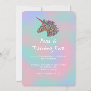 Invitación de cumpleaños a unicornio con salpicadu