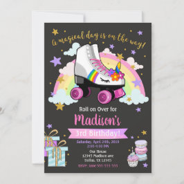 Invitación de cumpleaños a unicornio para patinar 