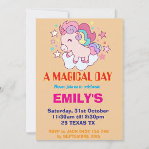 Invitación de cumpleaños a unicornio personalizado