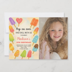 Invitación de cumpleaños a verano para la popsicle