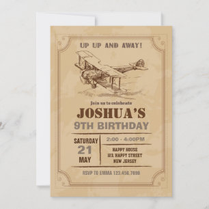 Invitación de cumpleaños a Vintage Airplane