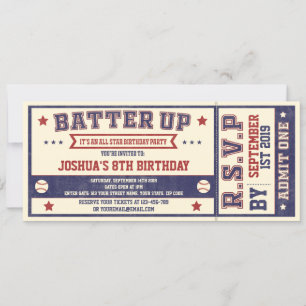 Invitación de cumpleaños a Vintage Béisbol Ticket