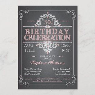 Invitación de cumpleaños a Vintage Chalkboard