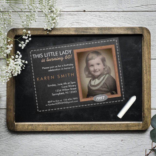 Invitación de cumpleaños a Vintage Chalkboard (Subido por el creador)