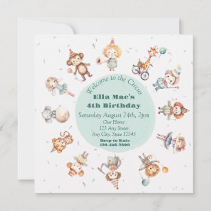 Invitación de cumpleaños a Vintage Circus