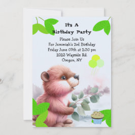 Invitación de cumpleaños a Woodland Beaver