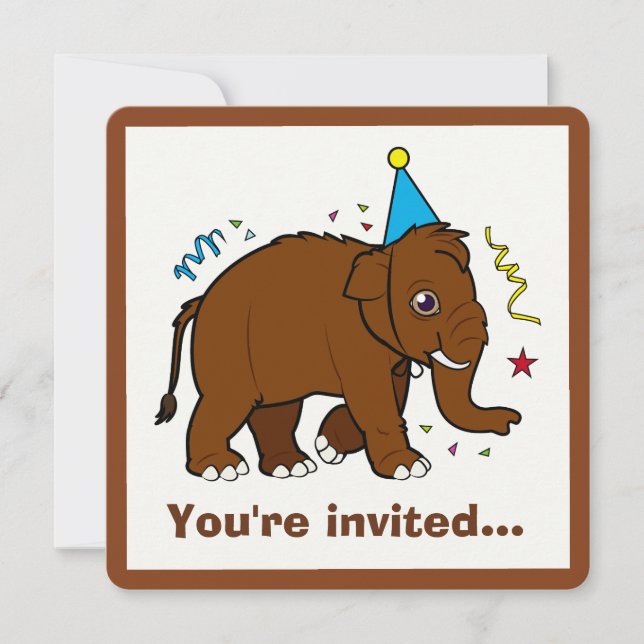 Invitación de cumpleaños a Wooly Mammoth (Anverso)