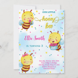 Invitación de cumpleaños abeja acuarela