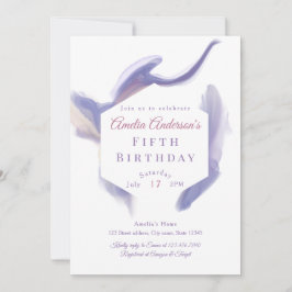 Invitación de cumpleaños abstracta de acuarela lav