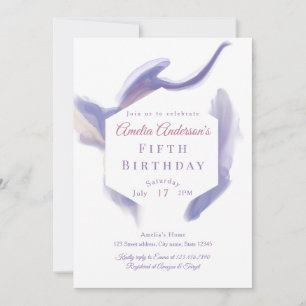 Invitación de cumpleaños abstracta de acuarela lav