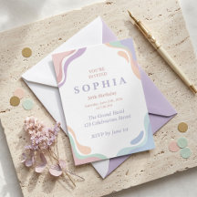 Invitación de cumpleaños abstracta pastel | Acuare