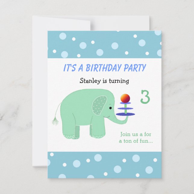 Invitación de cumpleaños Acto de equilibrio de ele (Anverso)