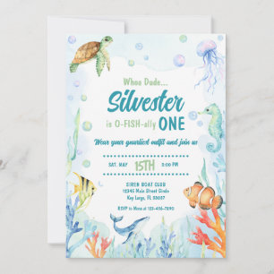 Invitación de cumpleaños acuarela bajo el mar