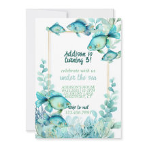 Invitación de cumpleaños acuarela bajo el mar