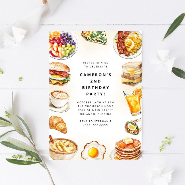 Invitación de cumpleaños acuarela fiesta de comida (Subido por el creador)