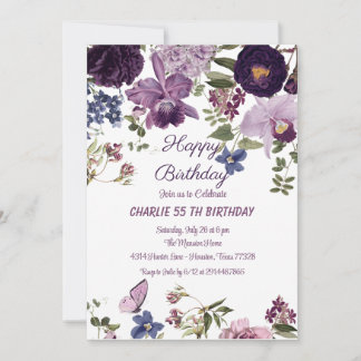 Invitación de cumpleaños acuarela Vintage Floral