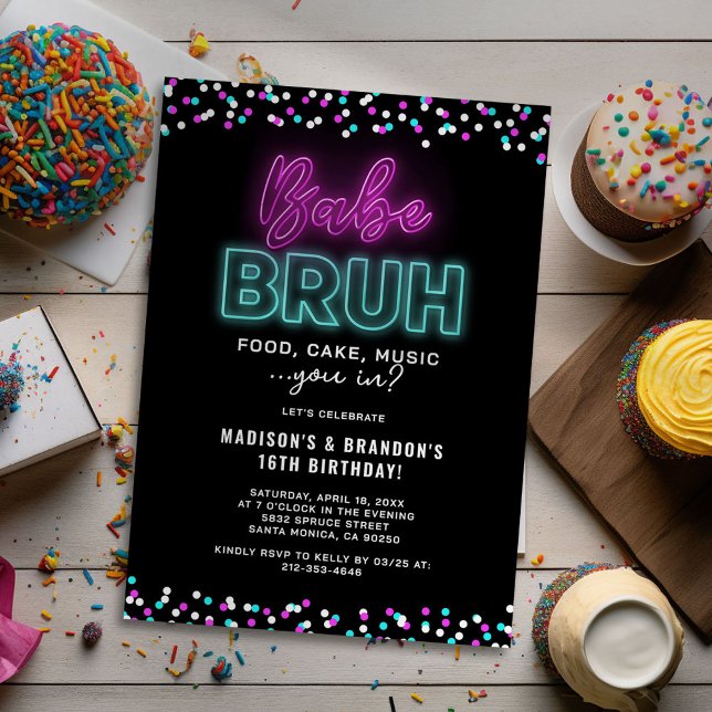 Invitación de cumpleaños adolescente conjunta de B (Subido por el creador)