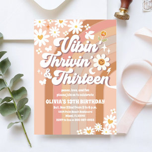 Invitación de cumpleaños adolescente Retro Daisy