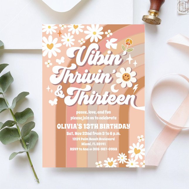 Invitación de cumpleaños adolescente Retro Daisy (Subido por el creador)