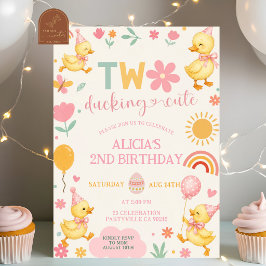 Invitación de cumpleaños adorable niña rosa DOS pa