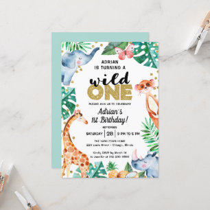 Invitación de cumpleaños Adorable Salvaje Uno Jung