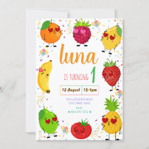 Invitación de cumpleaños AdorableFruit