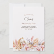 Invitación de cumpleaños adulta flores boho