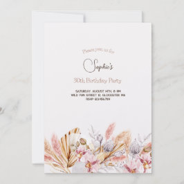 Invitación de cumpleaños adulta flores boho