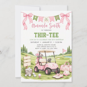 Invitación de cumpleaños adulta rosa Golf Thir-Tee