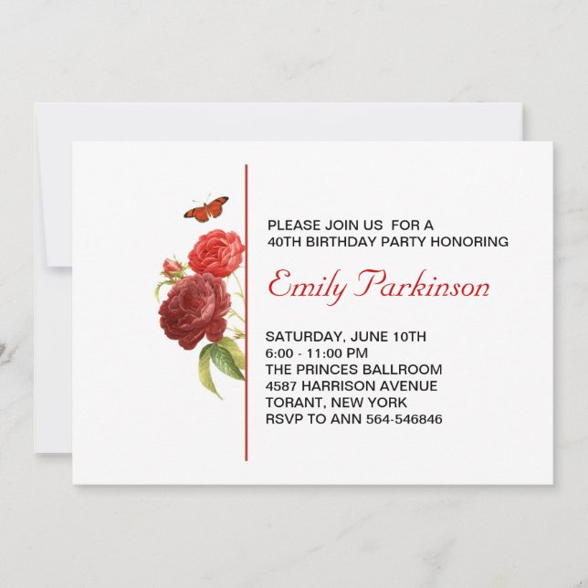 invitación de cumpleaños adulto (Anverso)