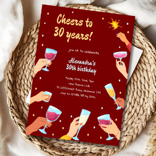 Invitación de cumpleaños adulto cóctel Cheers