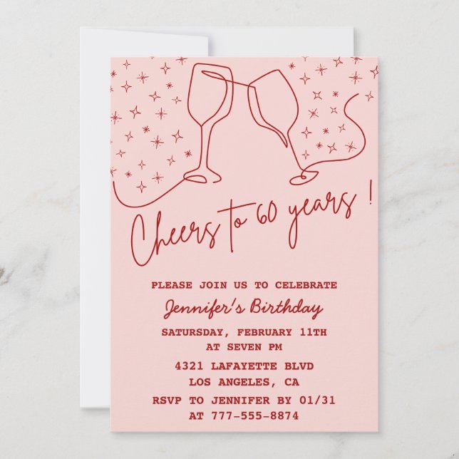 Invitación de cumpleaños adulto cumpleaños 60 su C (Anverso)
