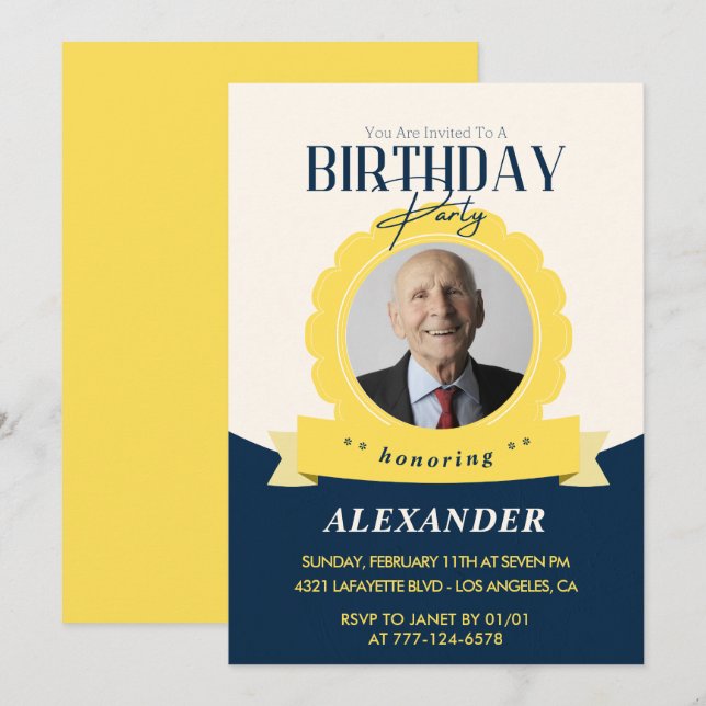Invitación de cumpleaños adulto cumpleaños 90 Mode (Anverso / Reverso)