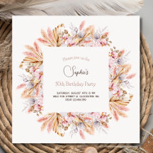 Invitación de cumpleaños adulto flores boho