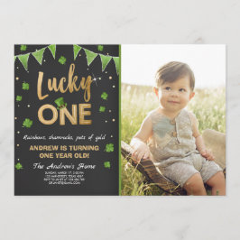 Invitación de cumpleaños afortunada, primer oro de