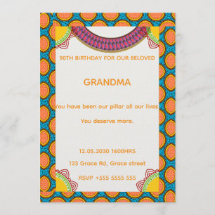 Invitación de cumpleaños afrocentrica   Patrón de 