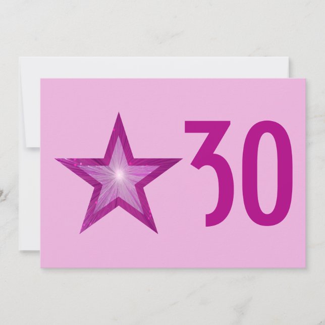 Invitación de cumpleaños 'Age' de estrella rosa pá (Anverso)