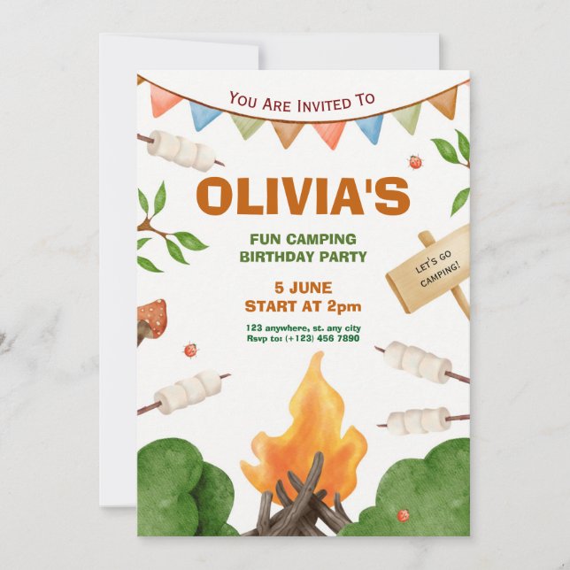 Invitación de cumpleaños al aire libre personaliza (Anverso)