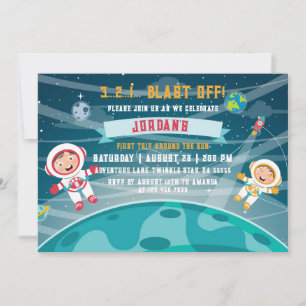 Invitación de cumpleaños al astronauta al espacio 