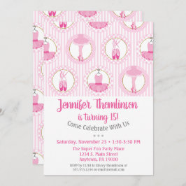 Invitación de cumpleaños al ballet Bailarina rosad