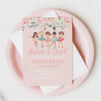 Invitación de cumpleaños al ballet floral Dance y 
